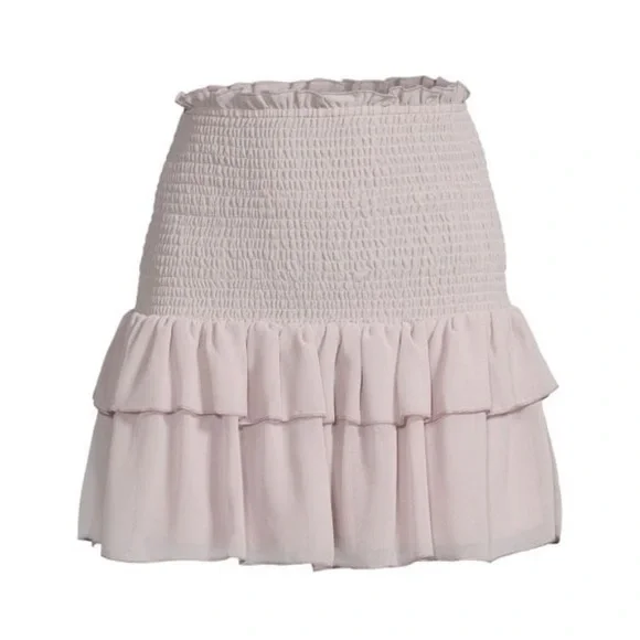 RD STYLE Smocked Tiered Mini Skirt Violet Ice Large - Picture 2 of 7